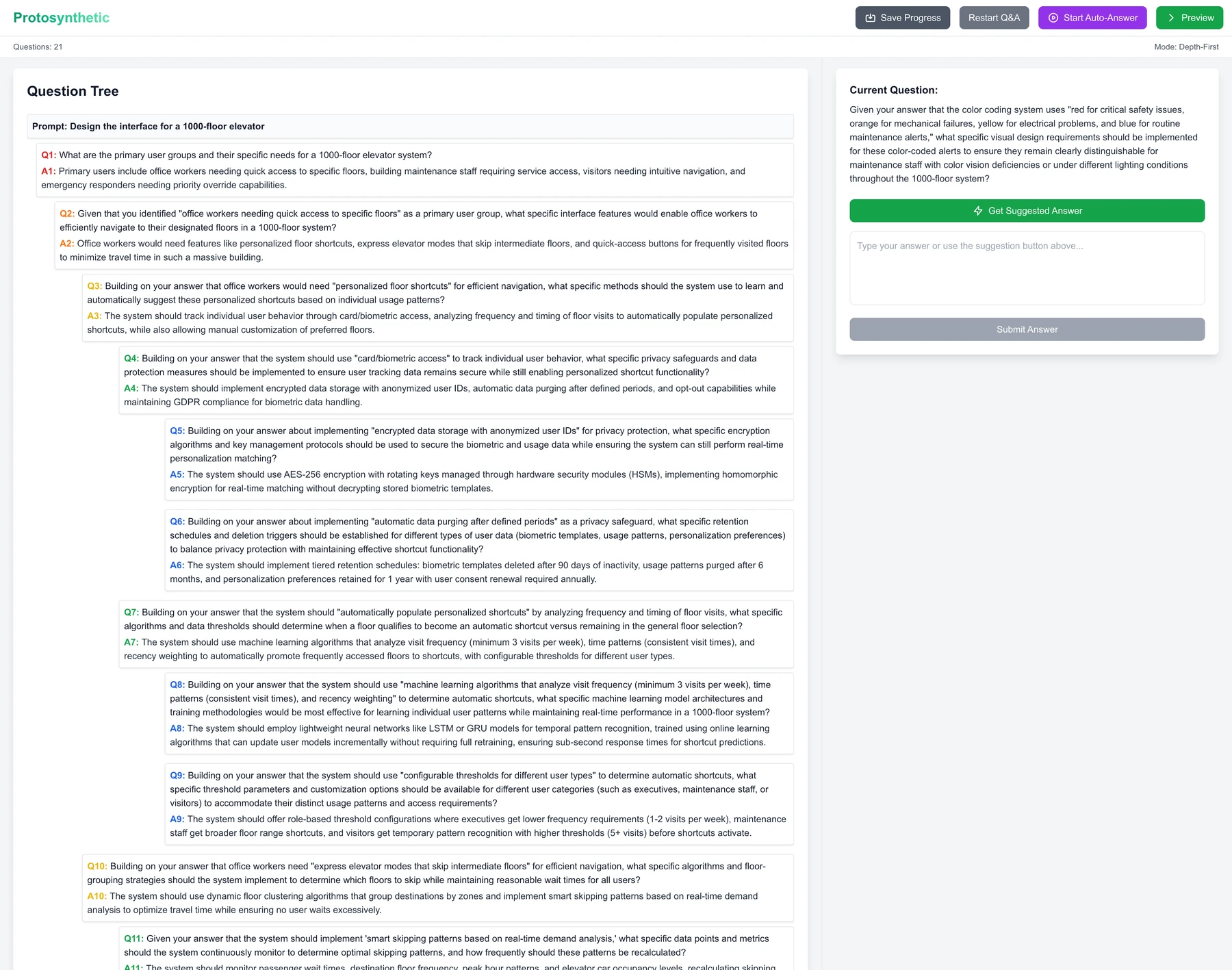 Working interface: Complete layout